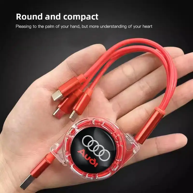 Fast Charing Data Cable Multifunctional 3 in 1 Data Cord For Audi S3 S4 S5 S6 S7 S8 Sline A3 A4 A5 A6 A7 A8 C7 C6 C5 SQ3 SQ4 SQ5