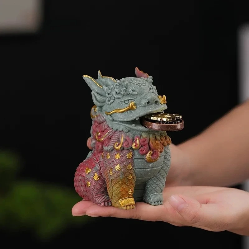 Pixiu Desktop Ornament Sandstone Chinese Style Entryway Decor Wealth Attracting Decorations Gift Giving Handicrafts Accessories