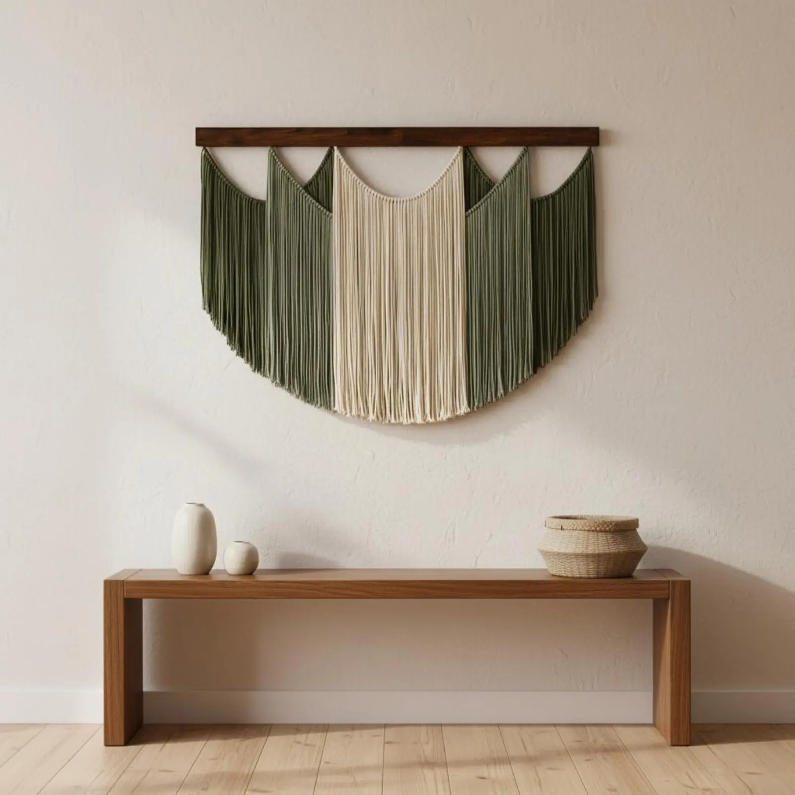 Bohemian Wall Tapestry Textured Design Boho Tassel Wall Decor Woven Trim Tapestry for Bedroom, Coffee Shop