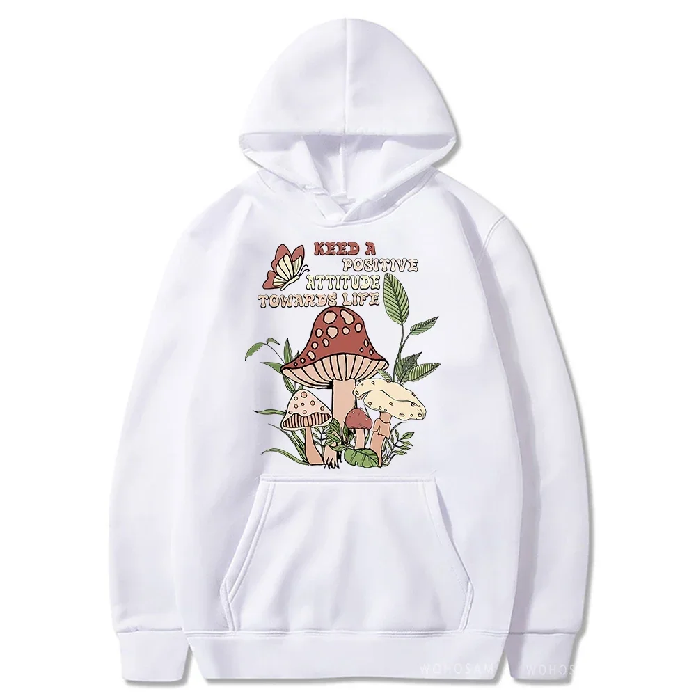 Mushroom Cartoon Graphic Hoodies Harajuku Fashion Unisex Hooded Streetwear Women Men Long Sleeves Fleece Pullover Sweatshirts