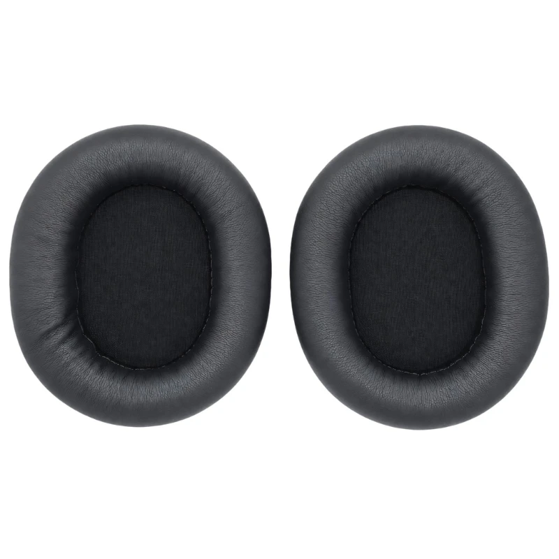 Q6PA Protein Leather Replacement Ear Cushions for Headphone, Black 1 Pair with Resilient Filling, Raised Contact Borders and