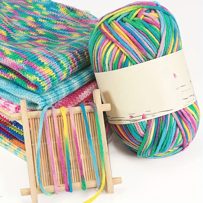 150g segmented dyed gradient colorful yarn, milk cotton, medium coarse hand woven hook, sweater, hat, scarf yarn