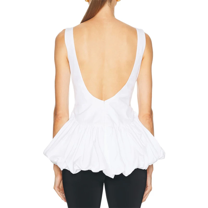 Y2K Summer New French Ballet Style Pure Cotton Tutu Top High-Quality Backless Waist-Slimming Fashionable Casual A-LinePuff Skirt