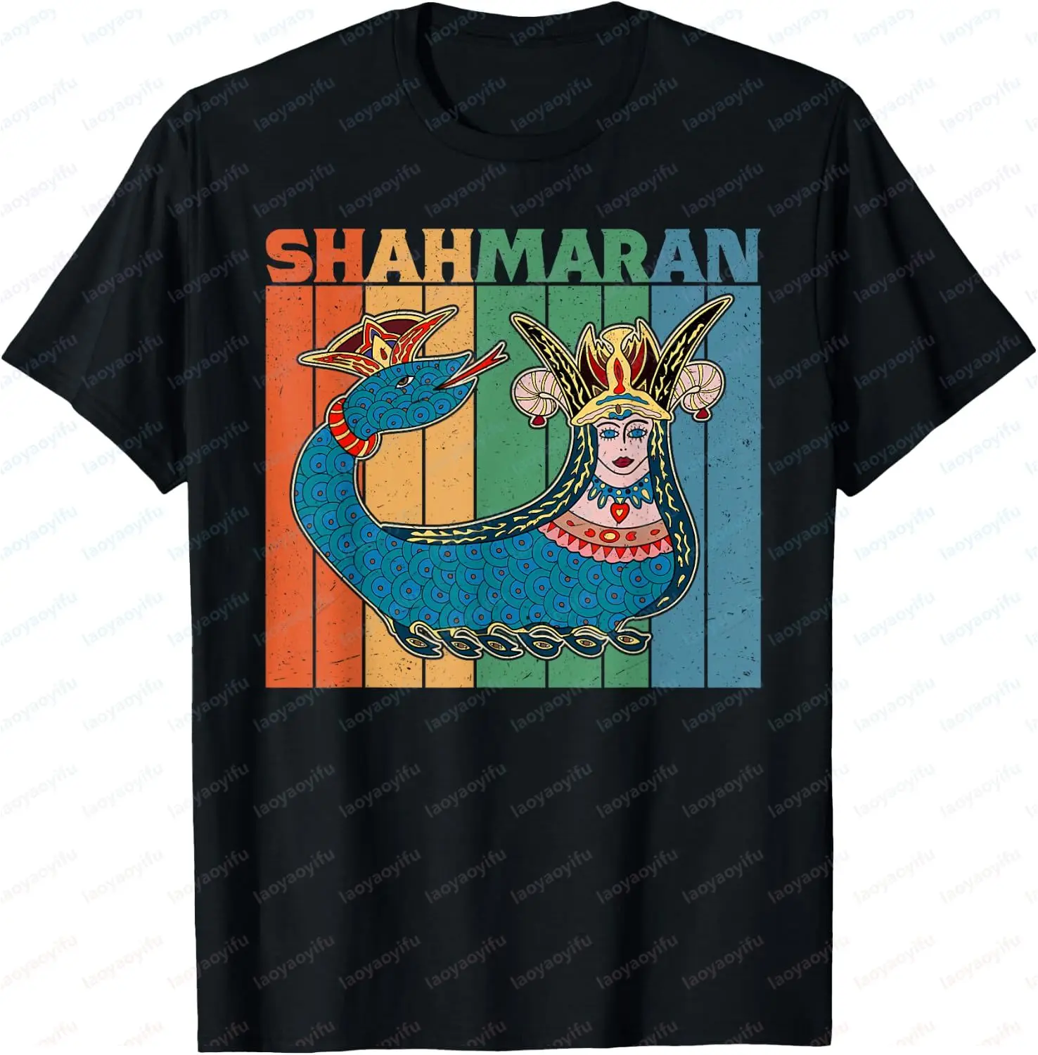 Shahmaran Woman Turkic Ancient Scientist Mesopotamia Iranian T-Shirt Short-sleeved Round-neck Stylish Casual Loose Street Retro