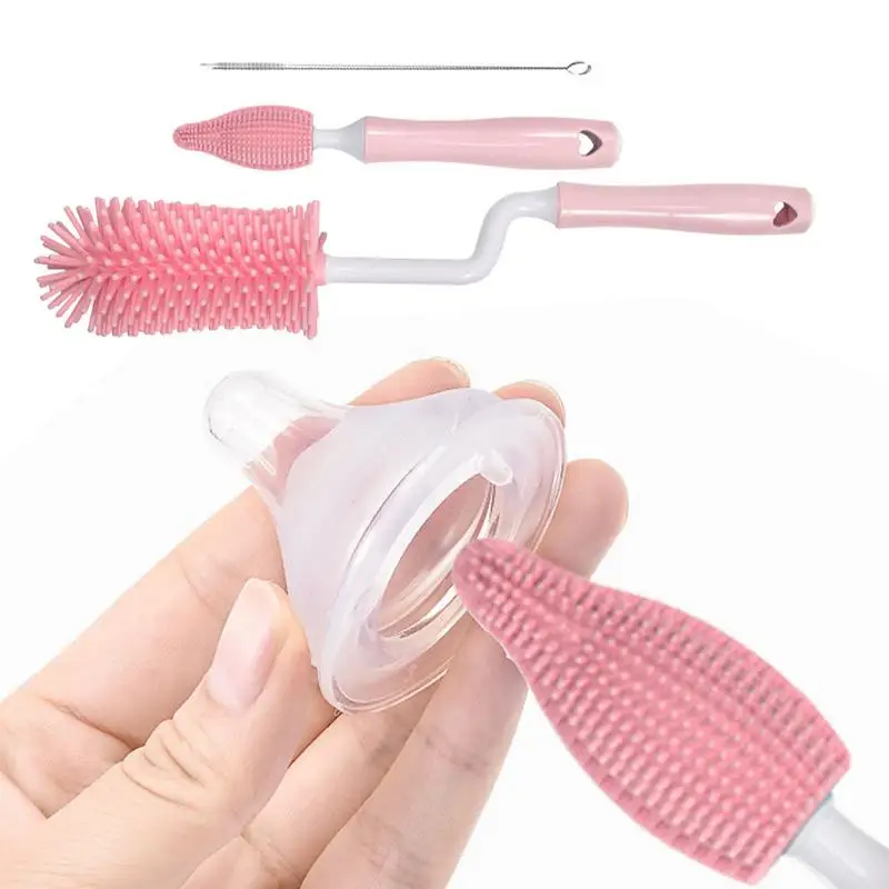 Silicone Bottle Brush  Baby Pacifier Straw Scrubber 360 Degree Cup Washing  Water Bottle Washer Brush Baby Milk Bottles Sports