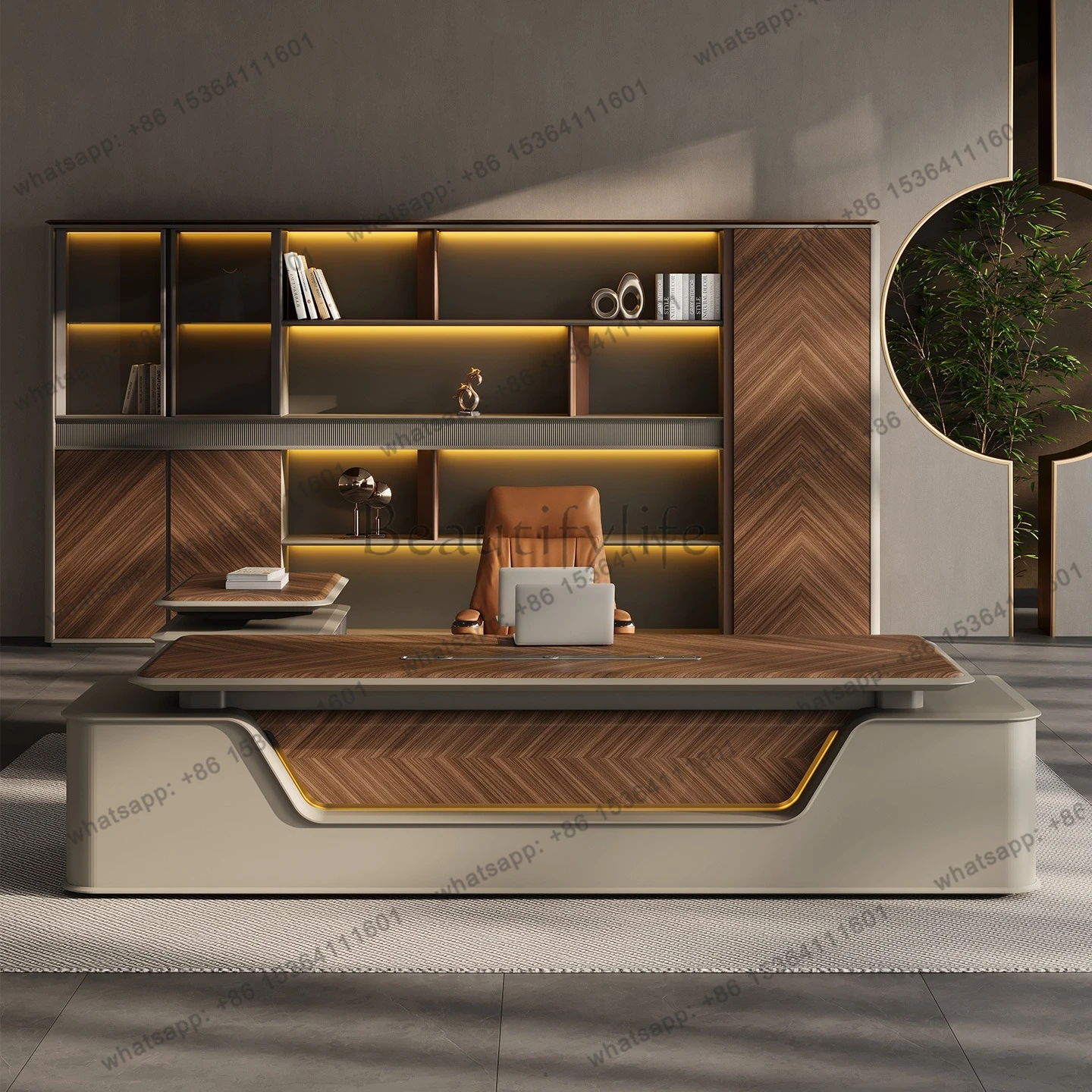 Light Luxury, Modern Chairperson's Office, Large Desk, High-end Lifting Office Desk And Chair Combi