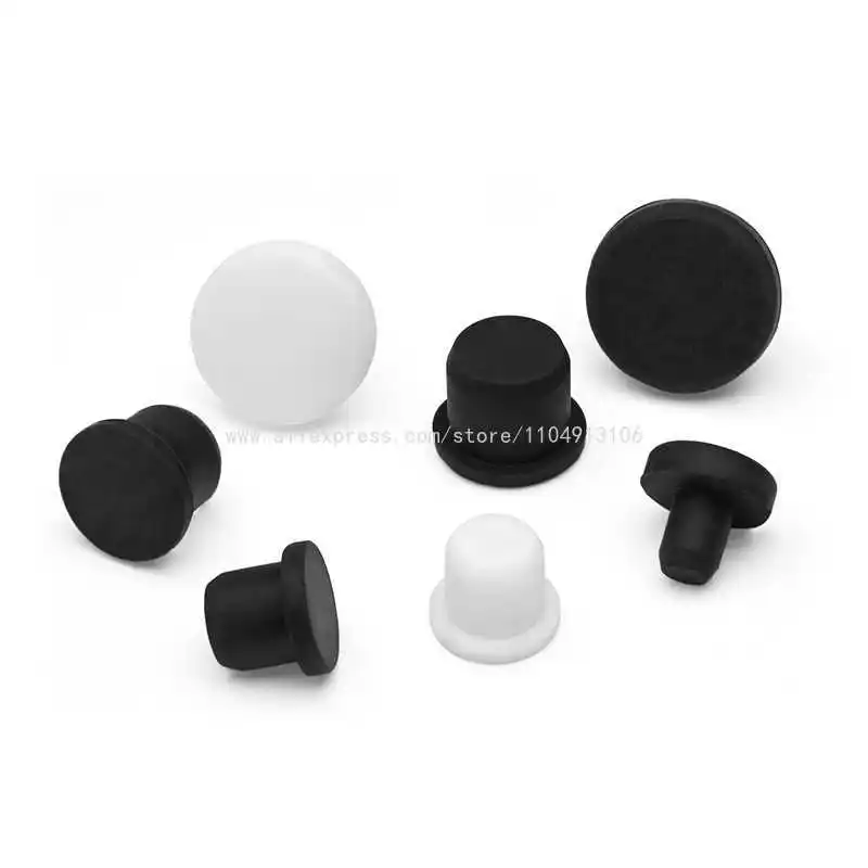 T-Shaped Silicone Rubber Hole Sealing Plug 2 4 4.5 5 6 8 14mm Solid Dustproof Insert Bung End Cap Anti-Dust Stopper Black White