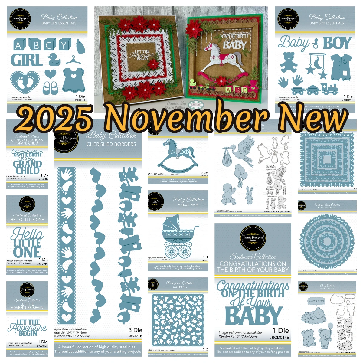 

2025 New Dies and Stamps Baby Congratulations Grandchild Craft Die Daisy Lace Circles Dies Stamp Set DIY Scrapbooking Card Gift