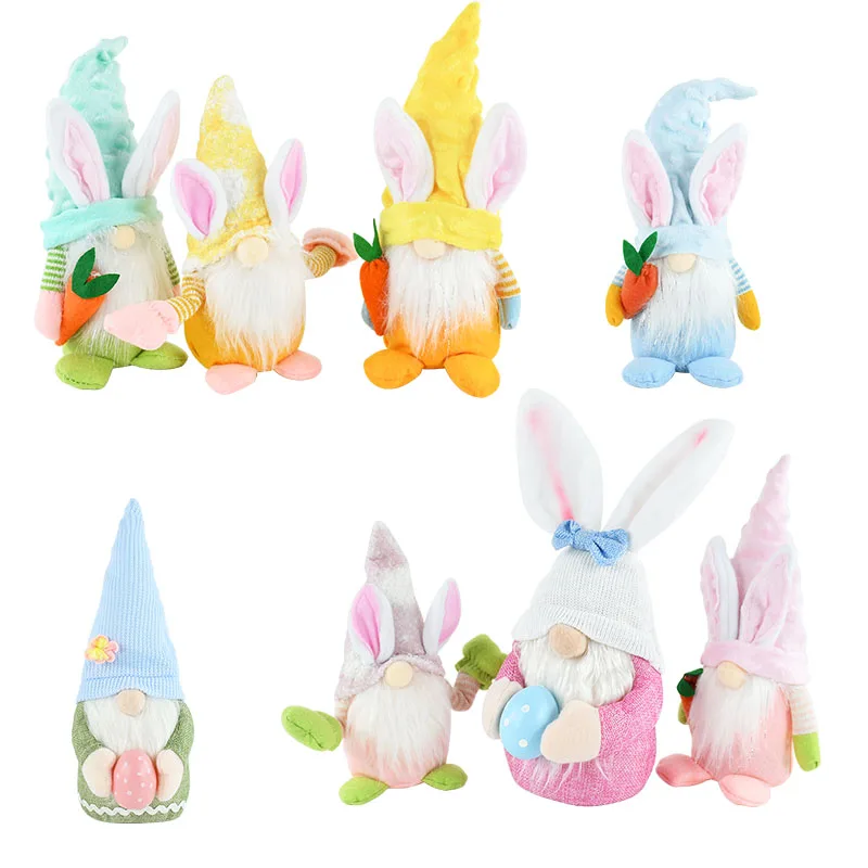 

1P 2024 Easter Faceless Gnome Rabbit Doll Spring Easter Party Home Desktop Decoration Kids Gifts Favor Bunny Egg Carrot Ornament