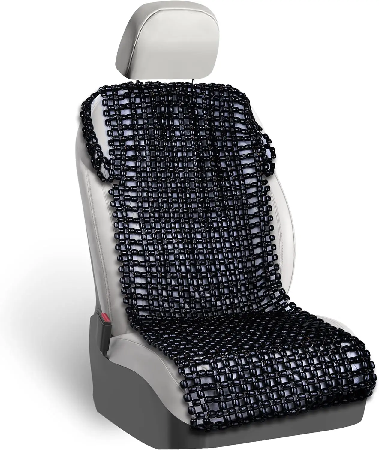 

Black Wooden Beaded Full Seat Cover Massaging Cool Cushion High Ventilation Comfort