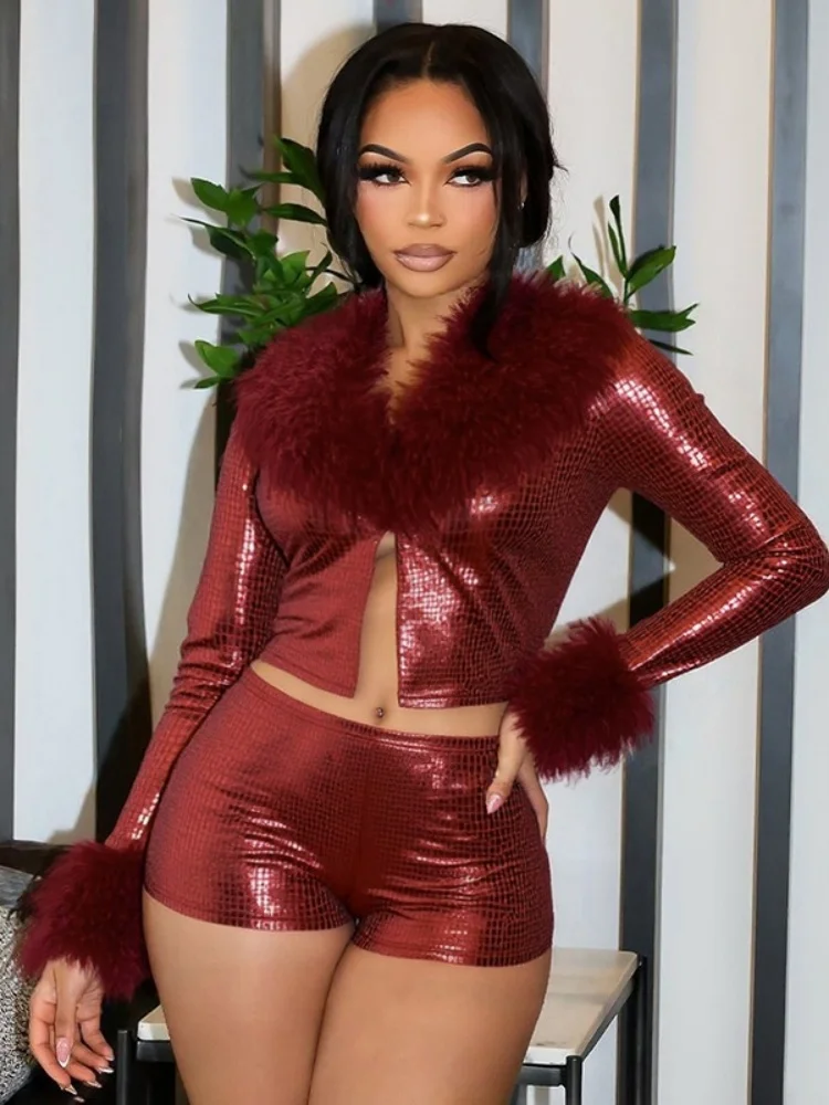 Wmstar  Two Piece Set Outfits Wholesale Fall and Winter Featuring Long Sleeved Top and Tight Shorts Drop Shopping 2026 New Style
