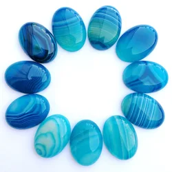 Natural blue agate stripe Oval CAB CABOCHON 18x25 13x18mm Wholesale stone beads for jewelry earrings making Free shipping