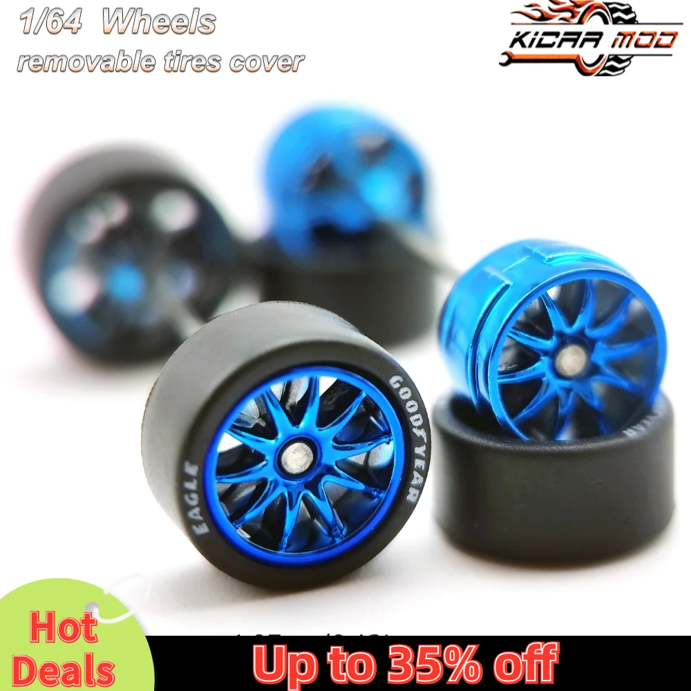 1/64 Wheels with Rubber Tires CE28 Refitting Parts for Diecast Model Car Hot Wheels Matchbox Tomica D:11mm 1 Set