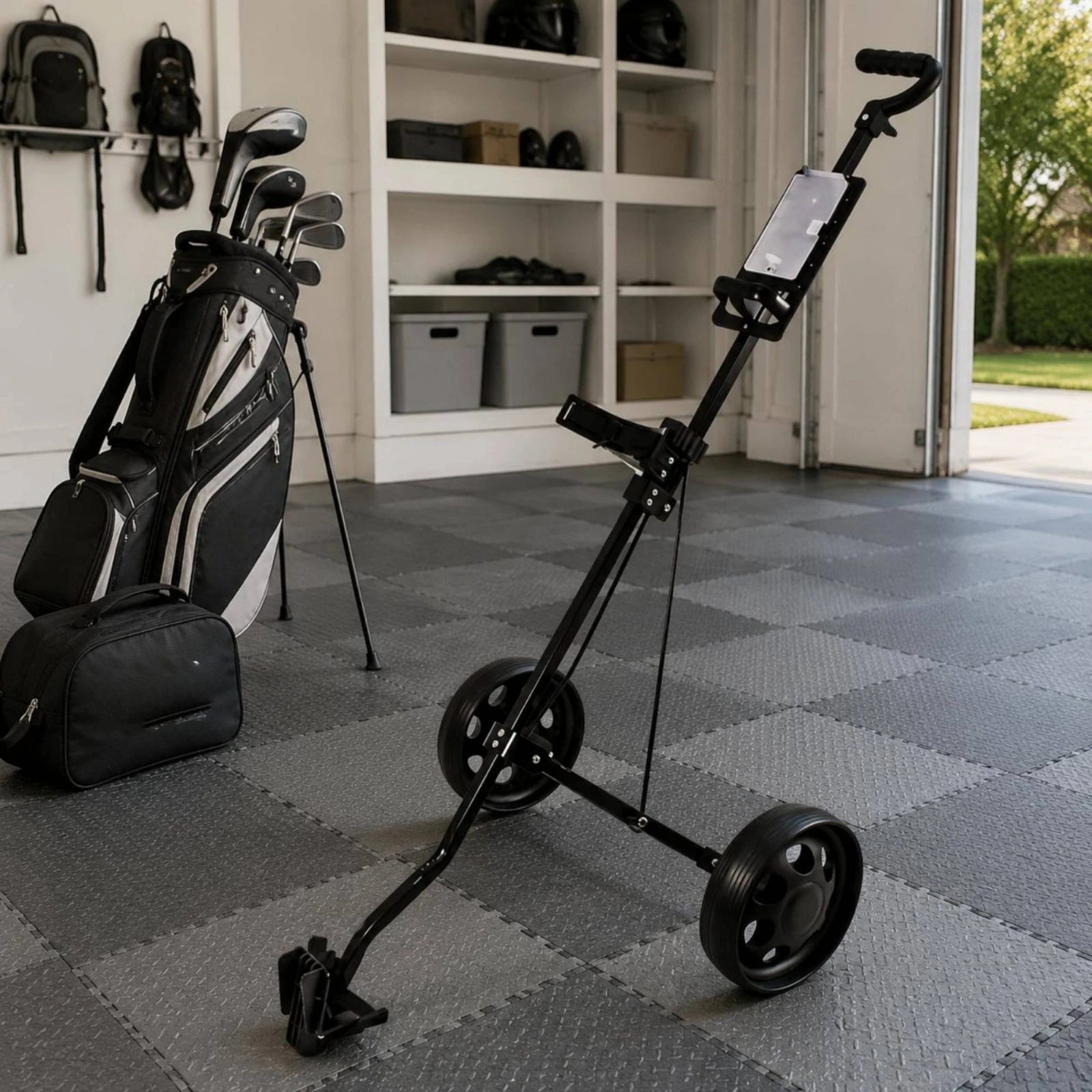 Foldable Golf Trolley Long-Lasting 2 Wheel Golf Vehicle Pull Vehicle Effortless-glidingRolling Wheels Sports Gear Quick Setup