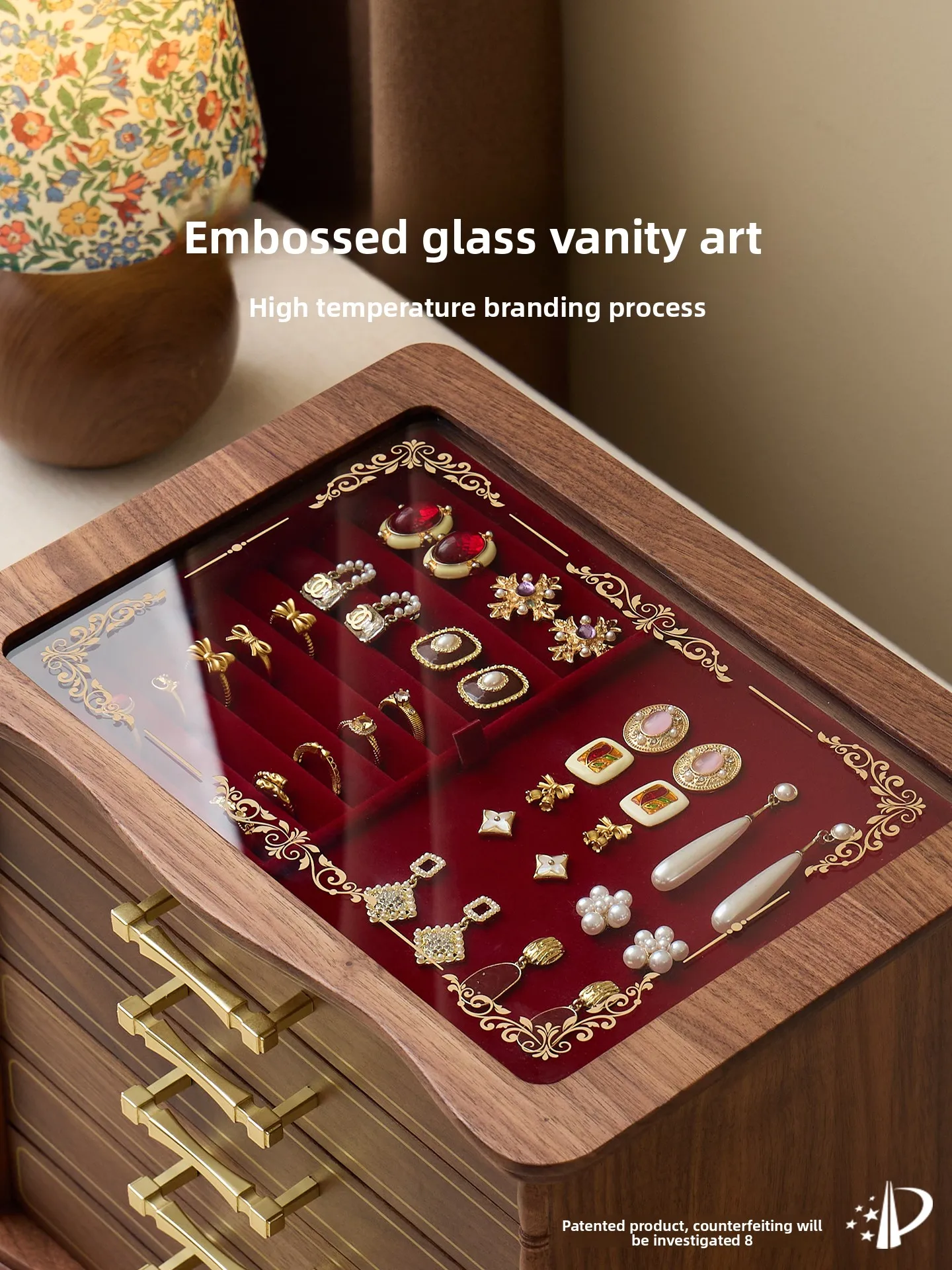 black walnut jewelry box multi-layer pure solid wood jewelry storage box