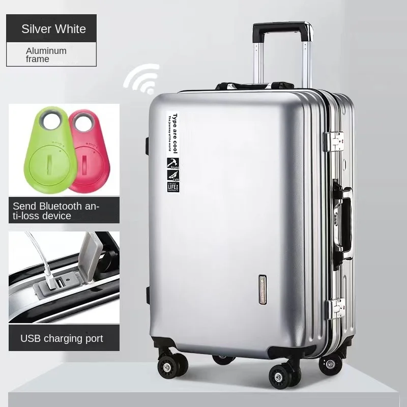 Imagem -02 - Alumínio Quadro Mala sobre Rodas Bagageira Cabin Trolley Case Travel Bolsa Senha de Bloqueio Zipper Viagem 20 22 24 28