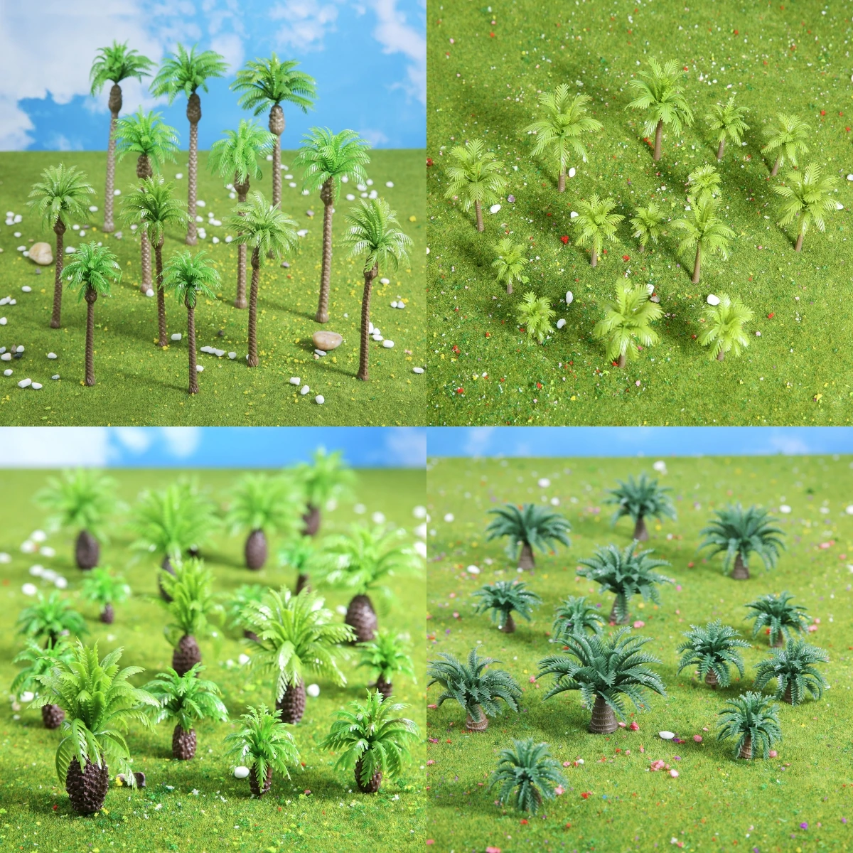 20pcs Model Trees Coconut Palm Model Trees Mixed Size for Model Train Railway Architecture Diorama DIY Scenery Landscape