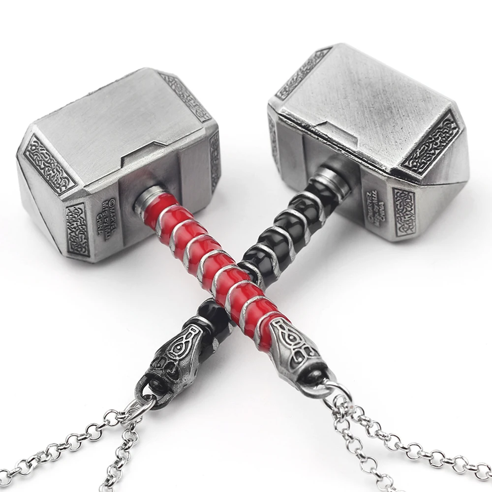 Thors Hammer Mjölnir Halskette Universelles Modeschmuck-Accessoire Trendiger Persönlichkeits-Superhelden-Thor-Anhänger für Männer und Frauen – Detail 3