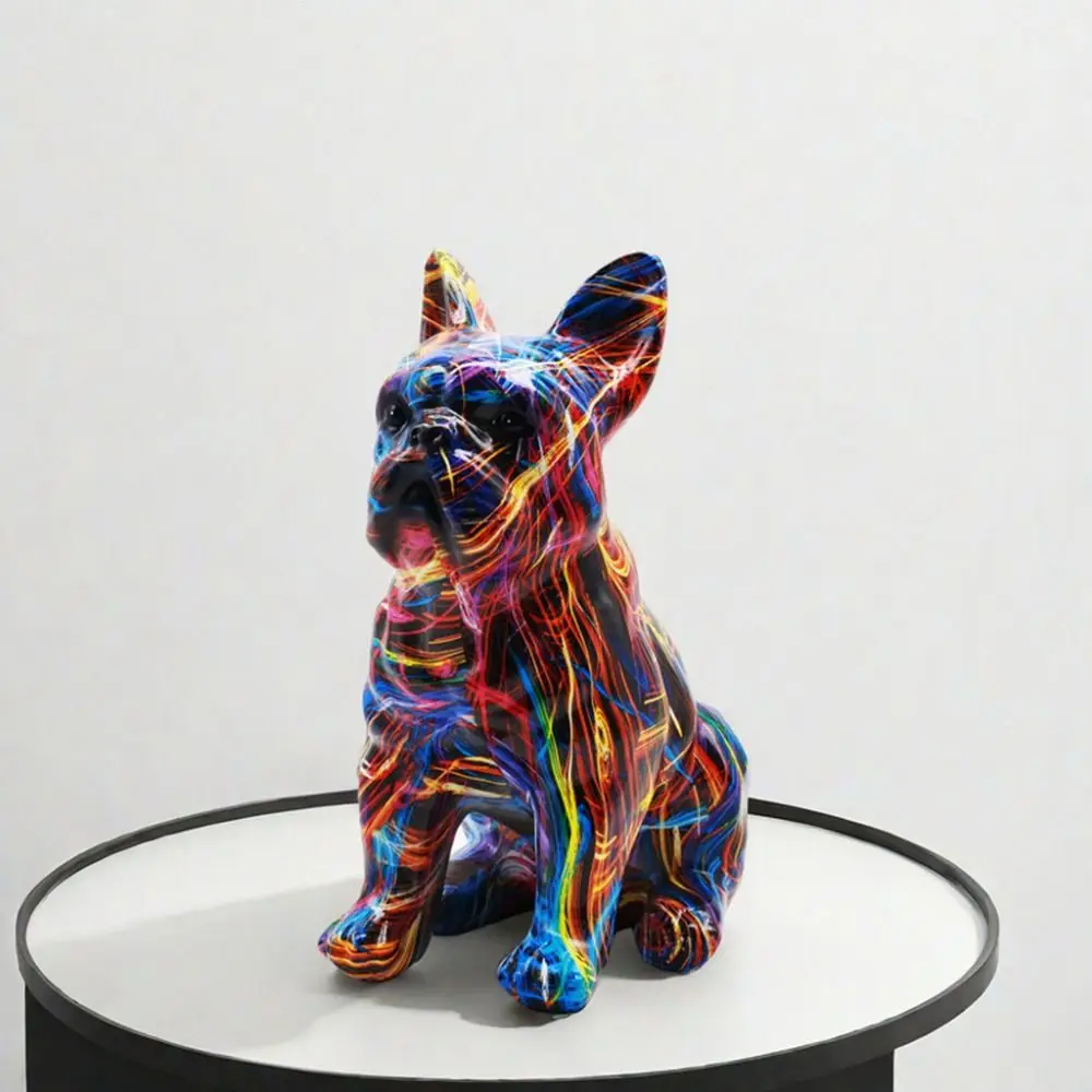 Kawaii Graffiti French Bulldog Statue Mini Exquisite Colorful Dog Statue Durable Creative Painted Bulldog Statue Children