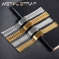 Correa de reloj de acero inoxidable de 12mm, 14mm, 18mm y 20mm, pulsera de Metal, cierre plegable, oro plateado para hombres y mujeres, correa de reloj Universal