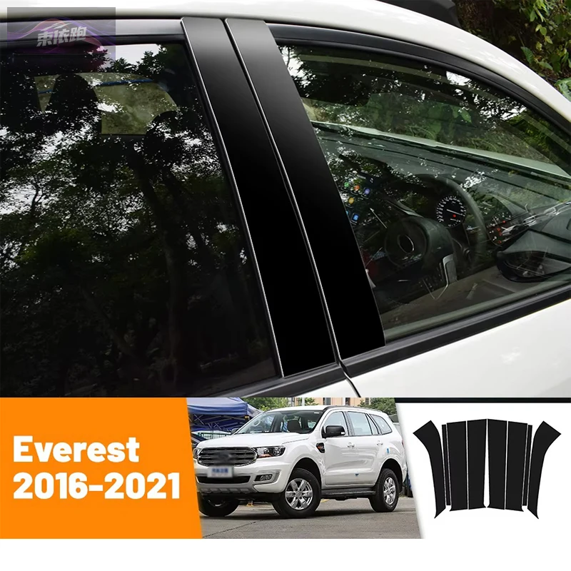 

Decorative Stickers For Ford Everest 2016-2021 2017 2018 2019 2020 Black Carbon Fiber Doors and Windows B C Pillars Column Film