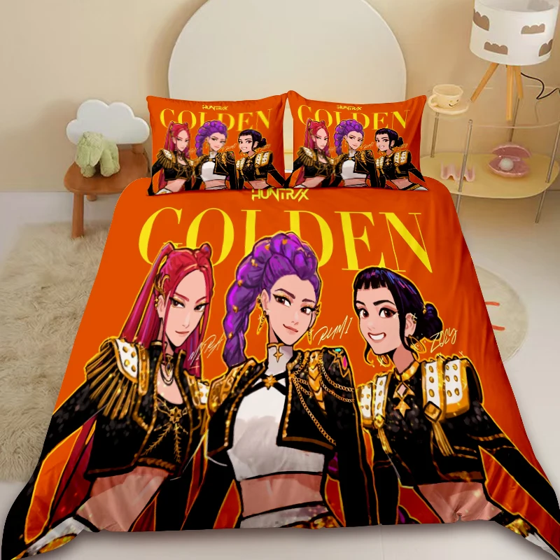 

Teens 3pcs Duvet Cover K-pop Demon Hunters Bedding Set Soft and Comfortable Quilt Cover Bedroom Decor Birthday Gifts King Queen