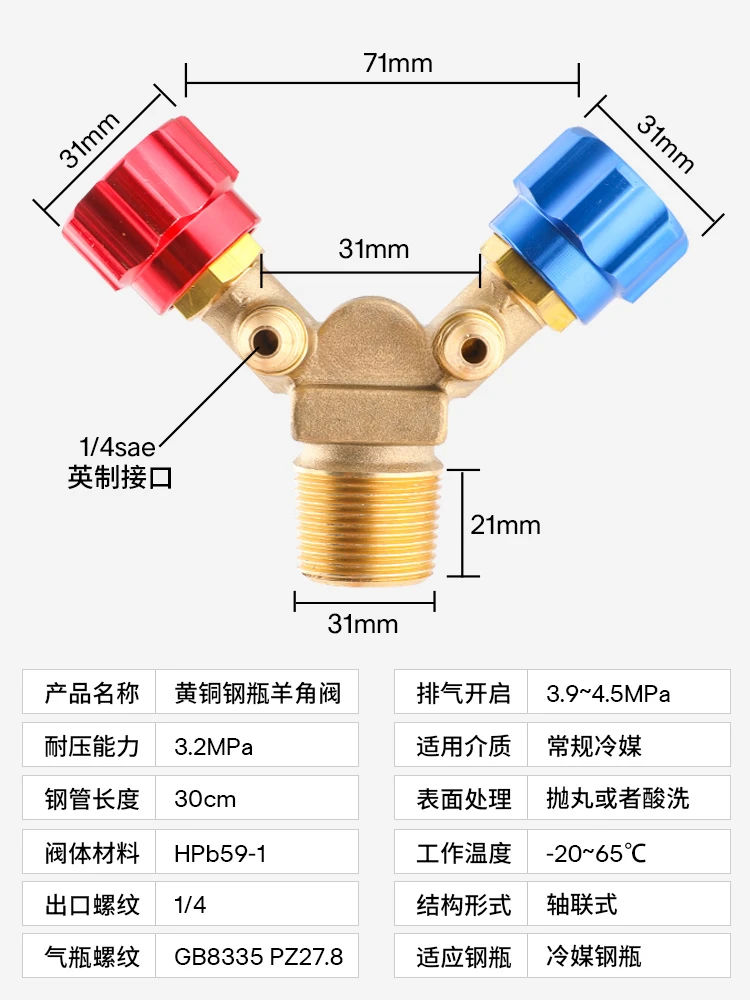 Special cylinder valve for recycling and filling/high and low pressure horn valve/explosion-proof refrigerant bottle nozzle