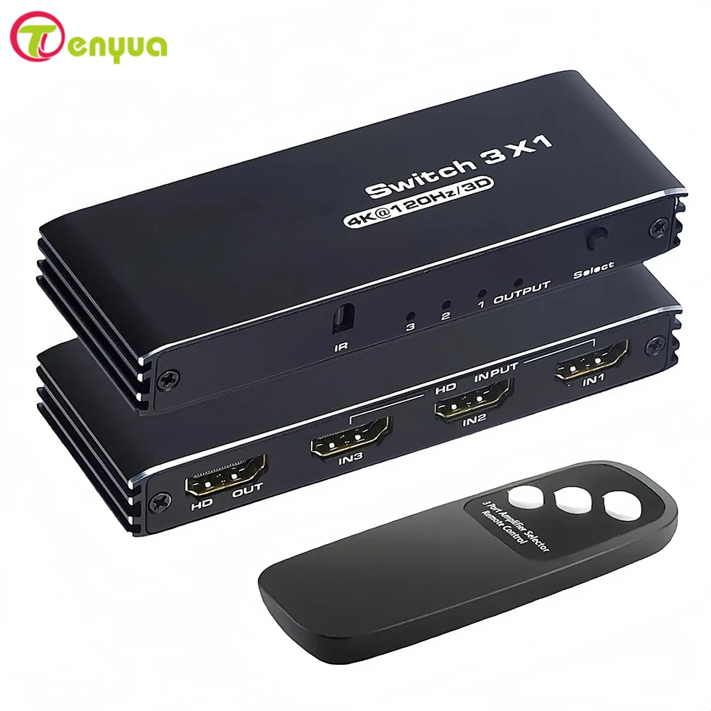 HD-Compatible Switch Plug and Play Switcher IR Remote Control Support Switcher Selector Box for HD-DVD PS3/4/5 Xbox 360 Player