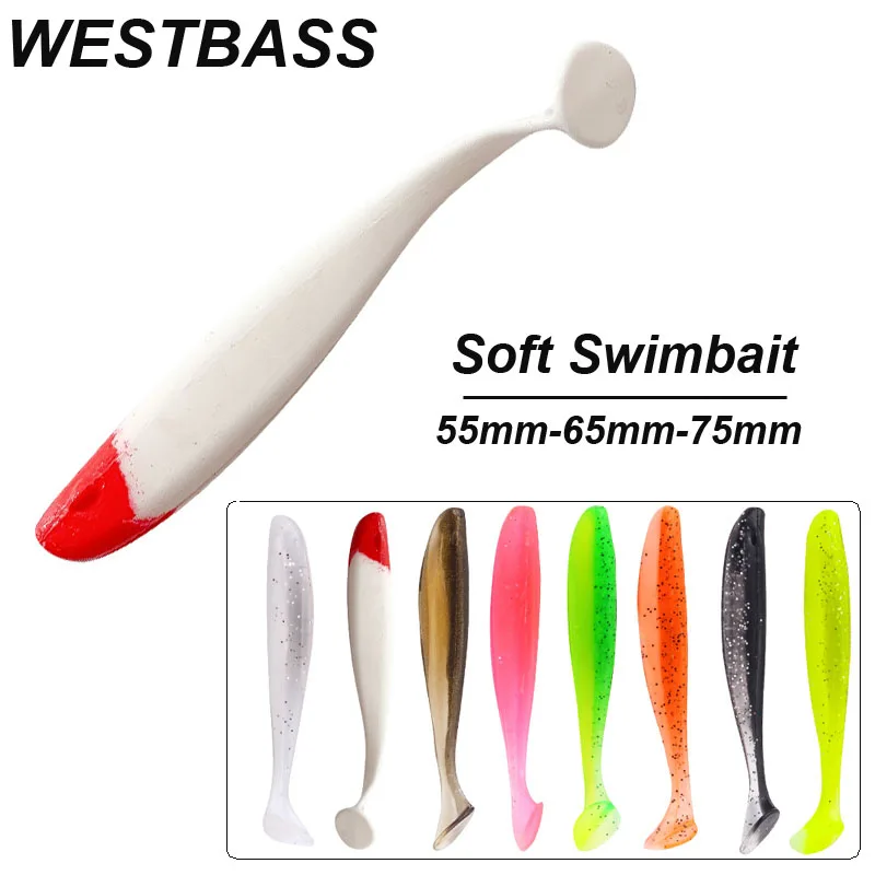 WESTBASS 10PCS Soft Swimbaits Wobblers 55-65-75mm Rubber Fishing Lures Silicone Shad Worm leurres cebo suave Baits Isca fisching