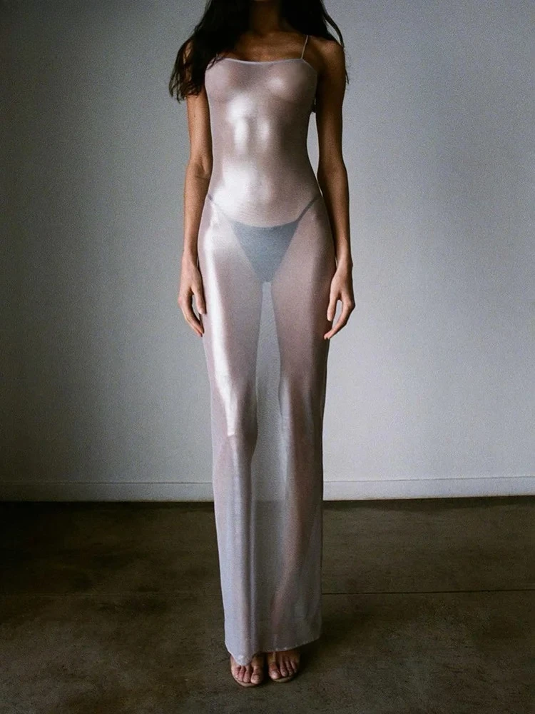 Y2K ดูผ่านผู้หญิง Camisole เซ็กซี่ Skinny Coquette วันหยุด Beach Party Midnight Clubwear Bodycon Vestidos