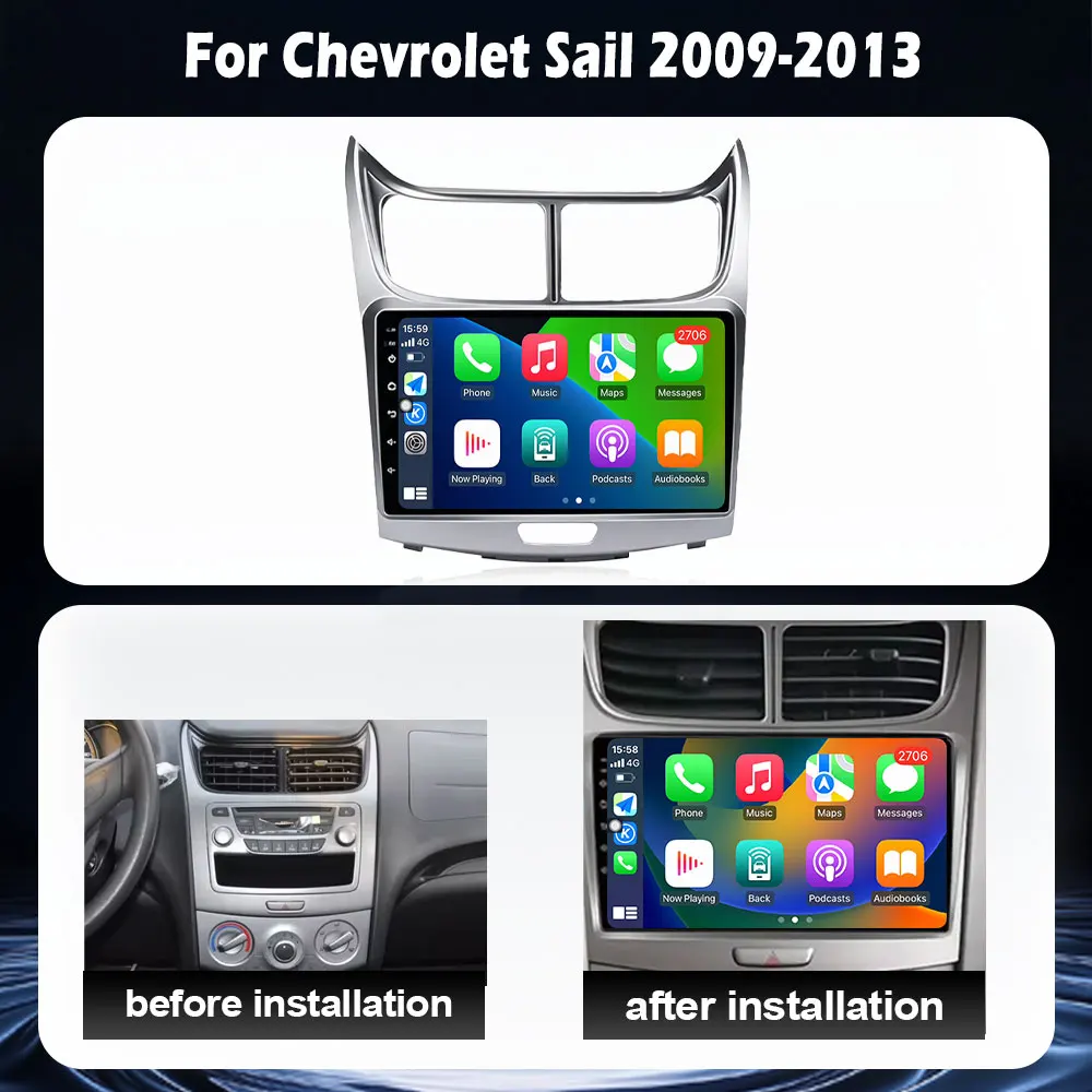 Android 16 Auto For Chevrolet Sail 2009-2013 Car Multimedia Video Player GPS Navigation Stereo Screem wireless carplay BT tools