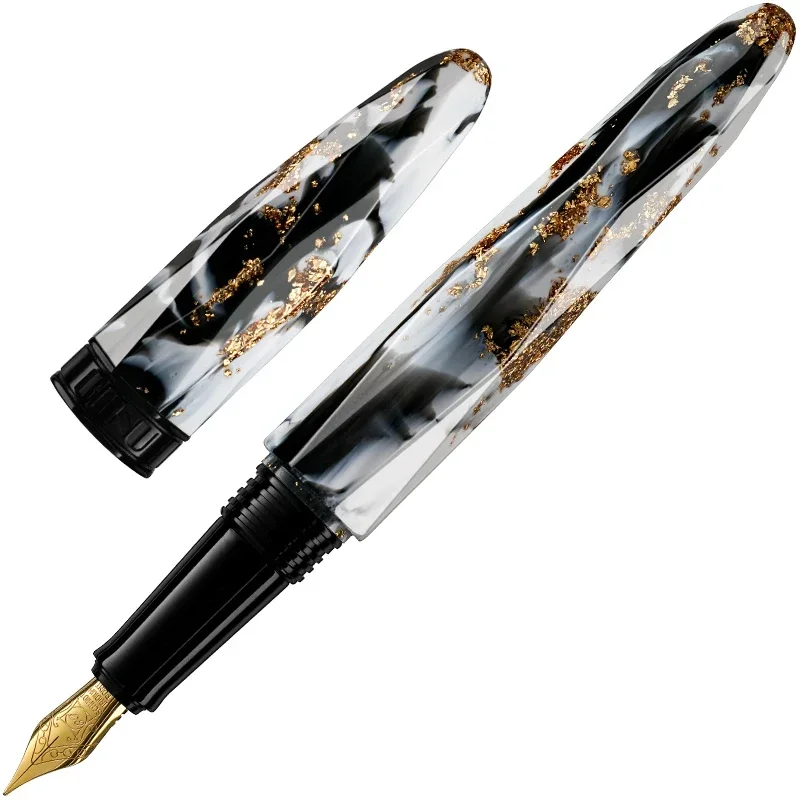 Russian BENU Diamond Surface Fountain Pen Briolette Handmade Iridium Gold Pen Gold Mine Snow Season Fluorescence Gift Pen