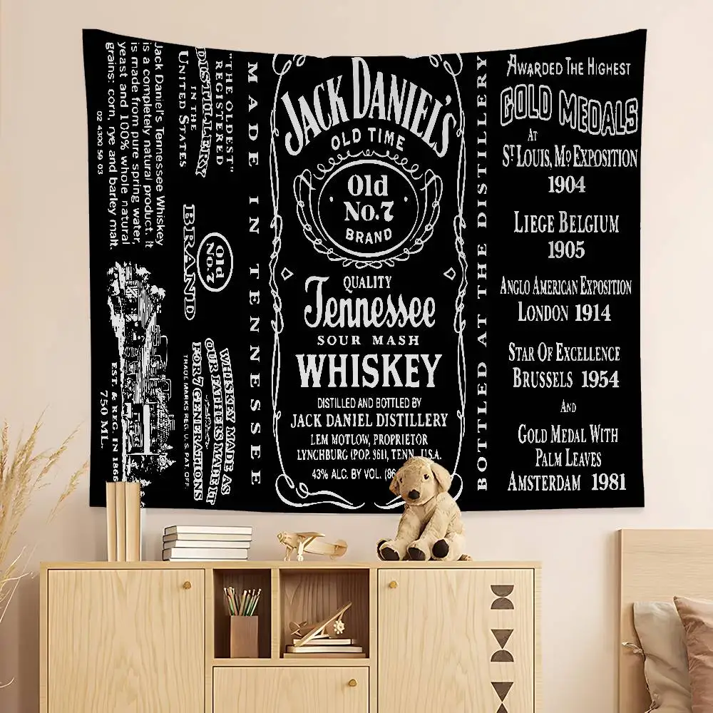 J-Jack D-Daniels Printed Large Wall Tapestry Hanging Tarot Hippie Wall Rugs Dorm Home Decor
