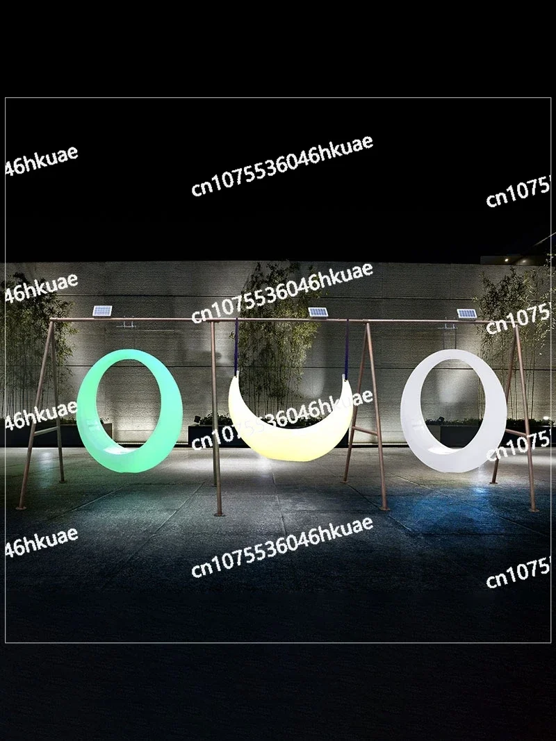 كرسي هزاز، كرسي معلق خارجي على شكل قمر هزاز مضيء لتزيين الزفاف، #5