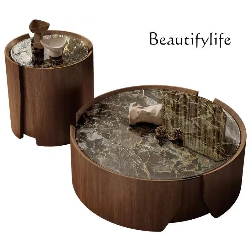 Microlite High-End round Coffee Table Combination Living Room Home Creative Coffee Table High-End Combination