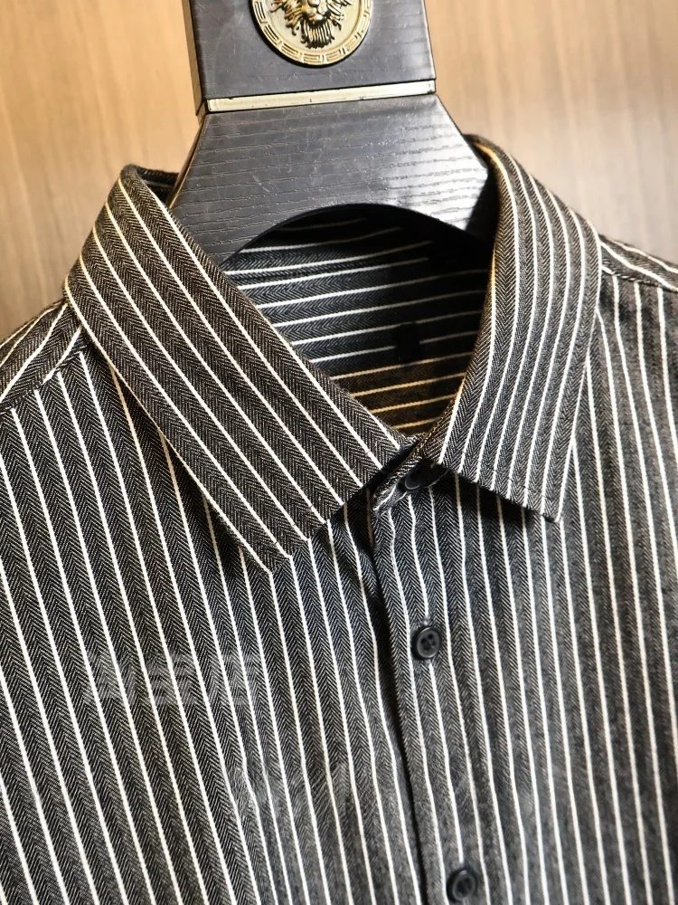 Men's Cotton Washed Plaid Shirt High Density Standard Fit Long Sleeve Breathable Modern Style Spring Fashion Urban Wear