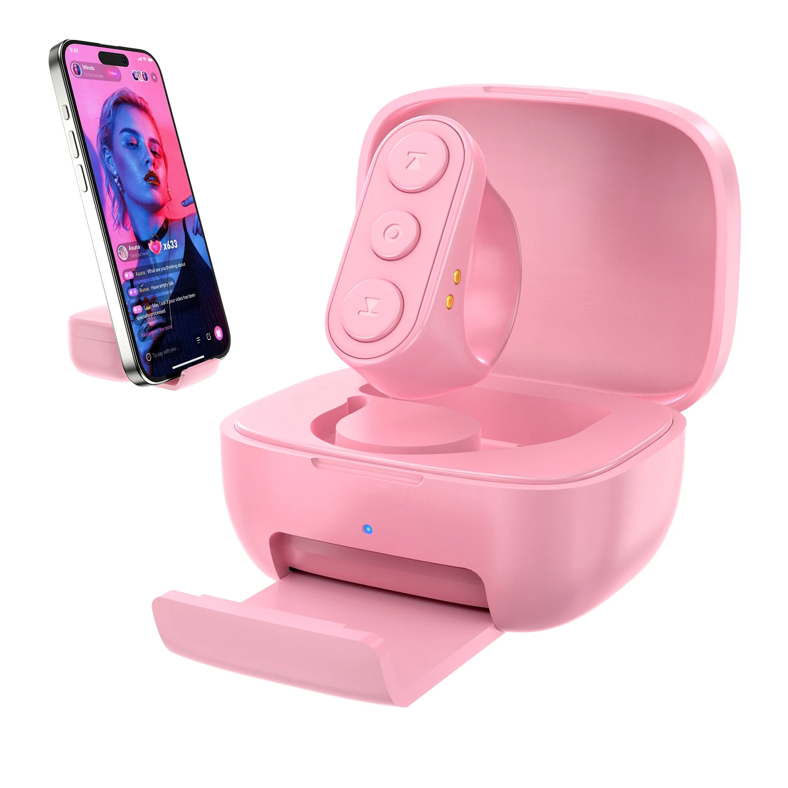 TIK Tok Rosa Bluetooth Control remoto página Turner para teléfono tableta teléfono celular cámara obturador remoto Selfie botón Bluetooth anillo