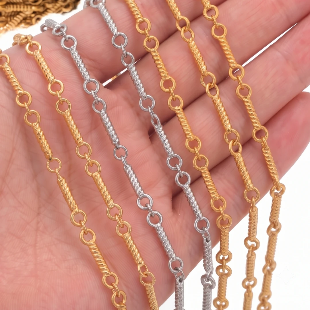0,5 Meter Vergoldete Edelstahl-Schmuckherstellungskette Geprägte Stabkette für DIY Armband- und Halsketten-Komponenten – Detail 1