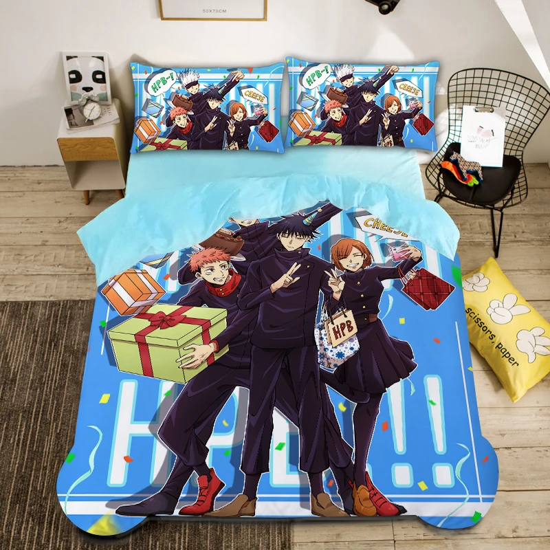 

New Anime Jujutsu Kaisen Anime Cartoon Polyester Skin Friendly Comfort Quilt Cover Cute Printed Bedroom Teenager Bedding Gift