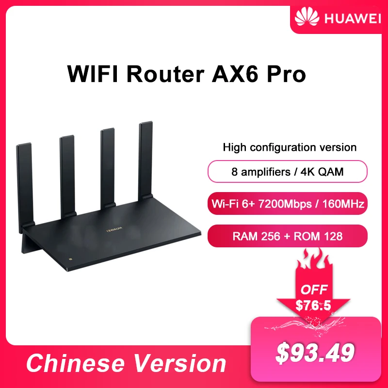 Original Huawei WiFi AX6 WiFi Router Dual band mesh Wi-Fi 6+ 7200Mbps 4k QAM 8 channel signal Wireless Router Repeater