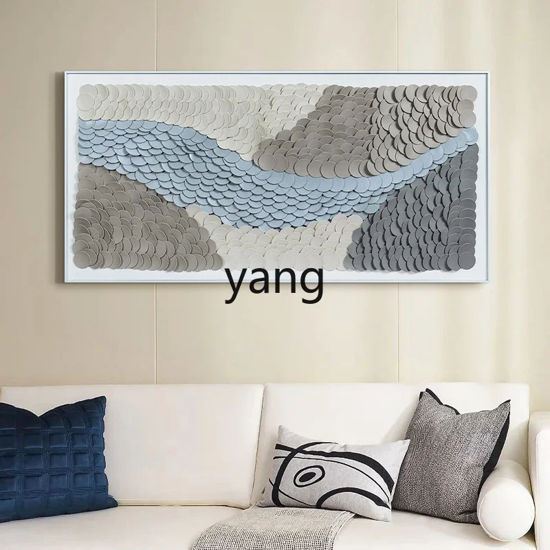 Yjq modern simple living room decorative painting pure hand collage leather abstract bedroom dining room hanging painting