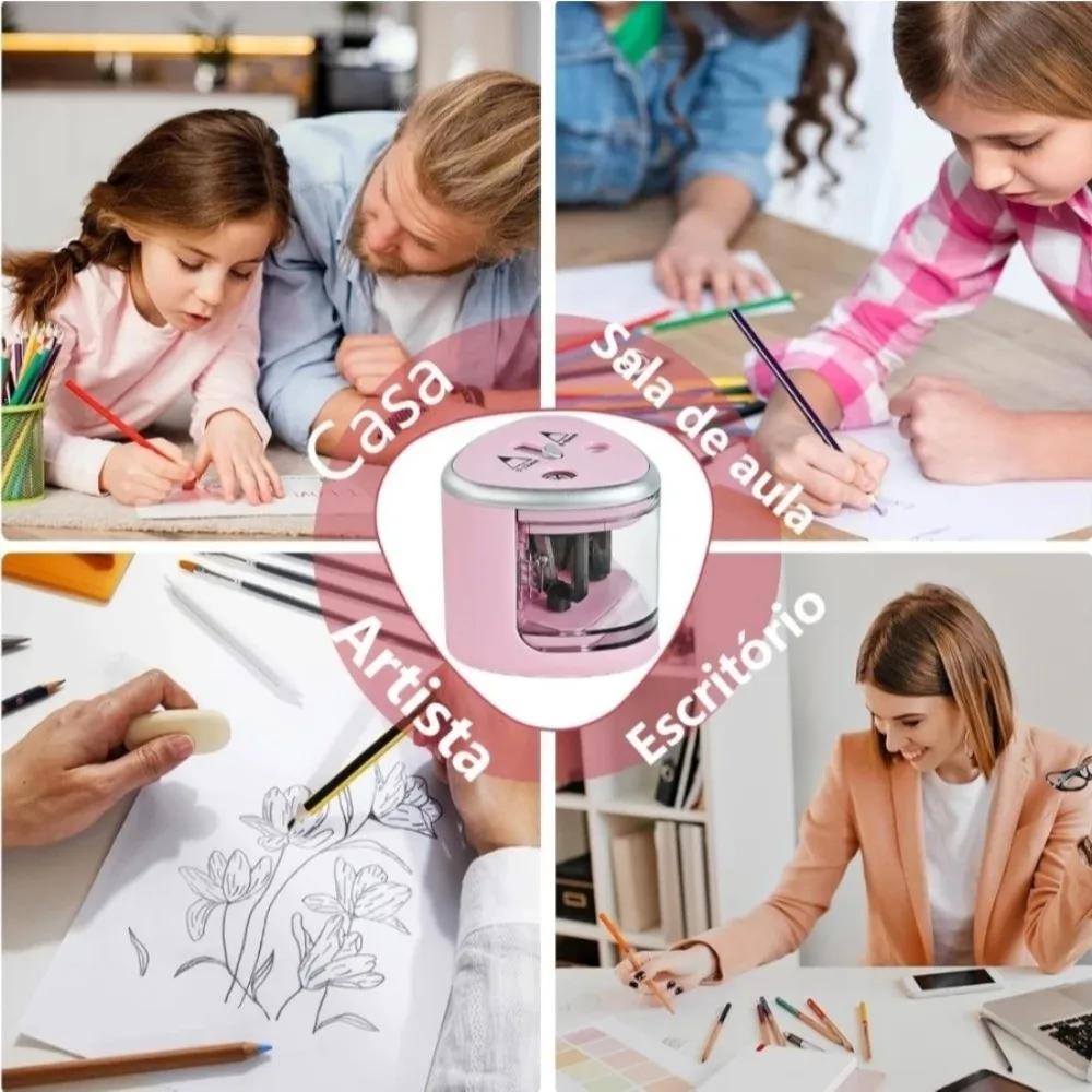 Two-hole Electric Pencil Sharpener Switch Battery Charging Automatic Pencil Sharpener Portable Pencil Sharping Tool