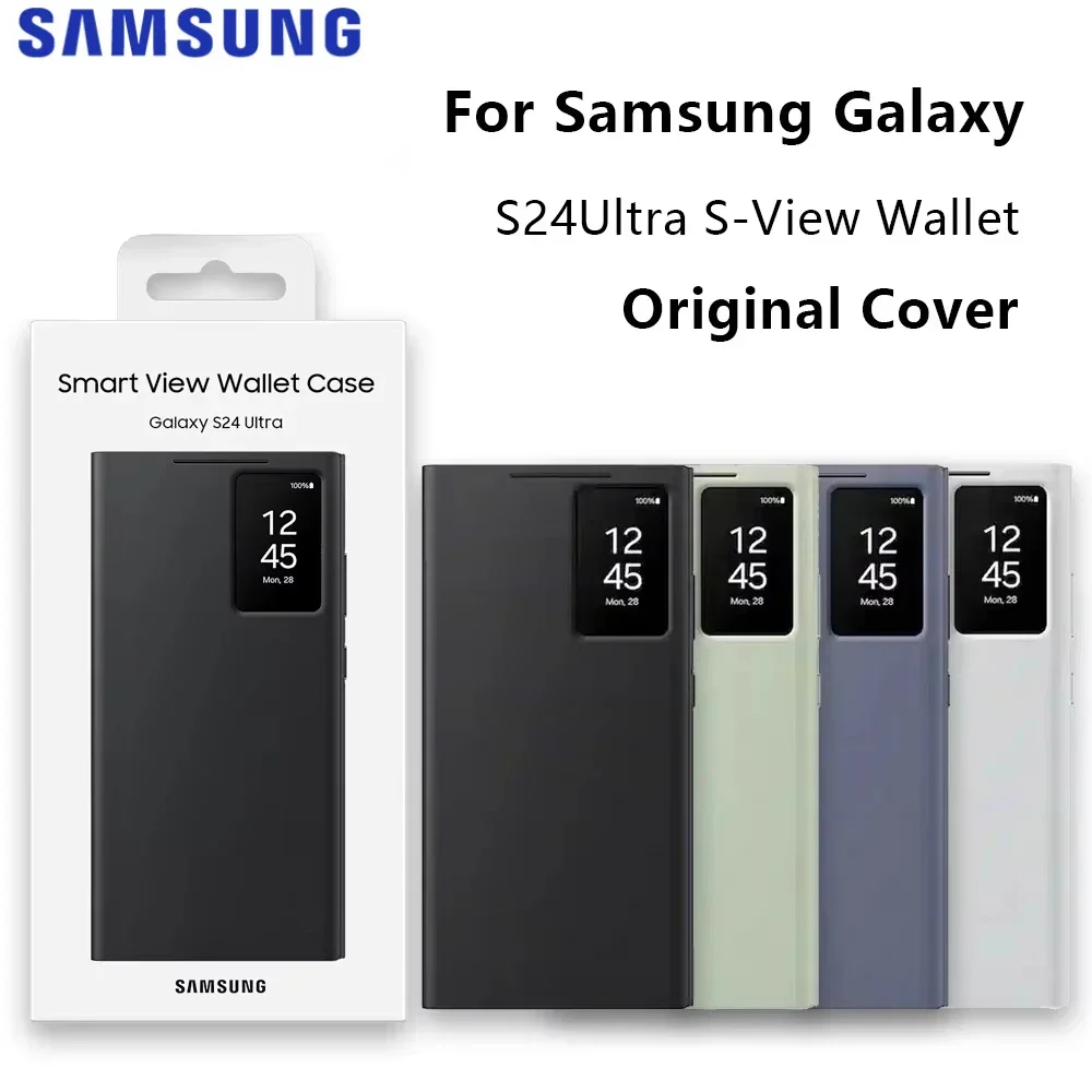 

S-View Window Leather Wallet Card Case for Original Samsung Galaxy S25 S24 Ultra S22 S24 S23 FE A55 A56 Fold 7 6 Protector Cover