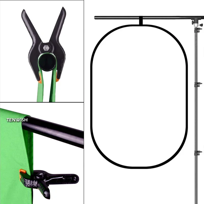 TENWISH Supporto per fondale in vinile a forma di T da 2 m Sistema di supporto per sfondo in PVC per la ripresa di prodotti Chroma Key Green Screen