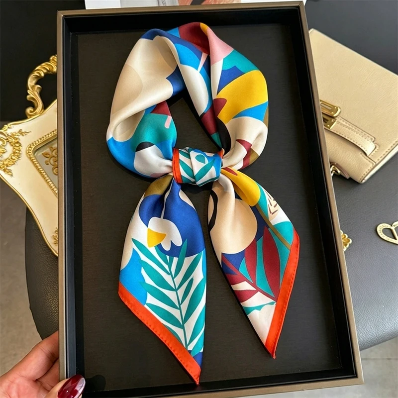 

Silk Scarf Hijab Square Women's Shawl Wraps Headband Neckerchief Bandanas Neck Scarf Ribbon Hair Scarf Designer Luxury Brands