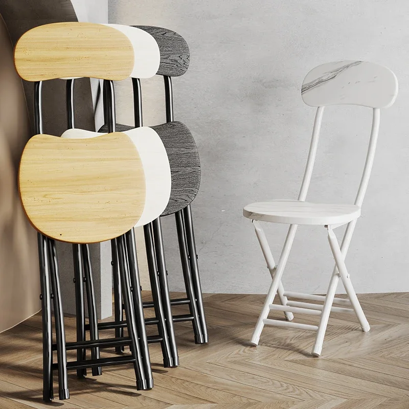 Складной стул, удобный сидячий табурет со спинкой, стул для общежития, домашняя скамейка для спальни, простой обеденный стул, штабелируемое кресло