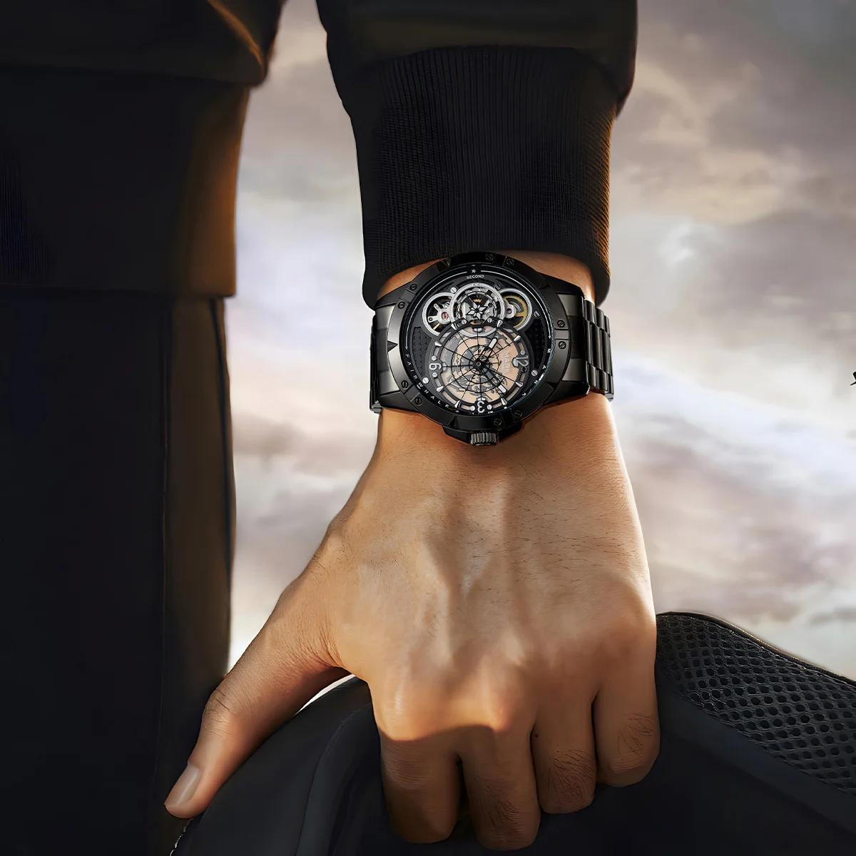 Mark Fairwhale 6005 Watches for Men New Fully Automatic Hollow Bottom Mechanical Waterproof Luminous Men's Watch Reloj Hombre