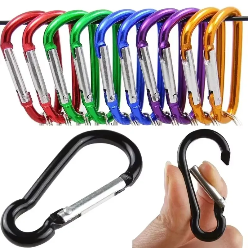 5/100pcs Colorful Carabiner Keychain Alluminum D-ring Buckle Spring Carabiner Snap Hook Clip Keychains Outdoor Camping Daily Use