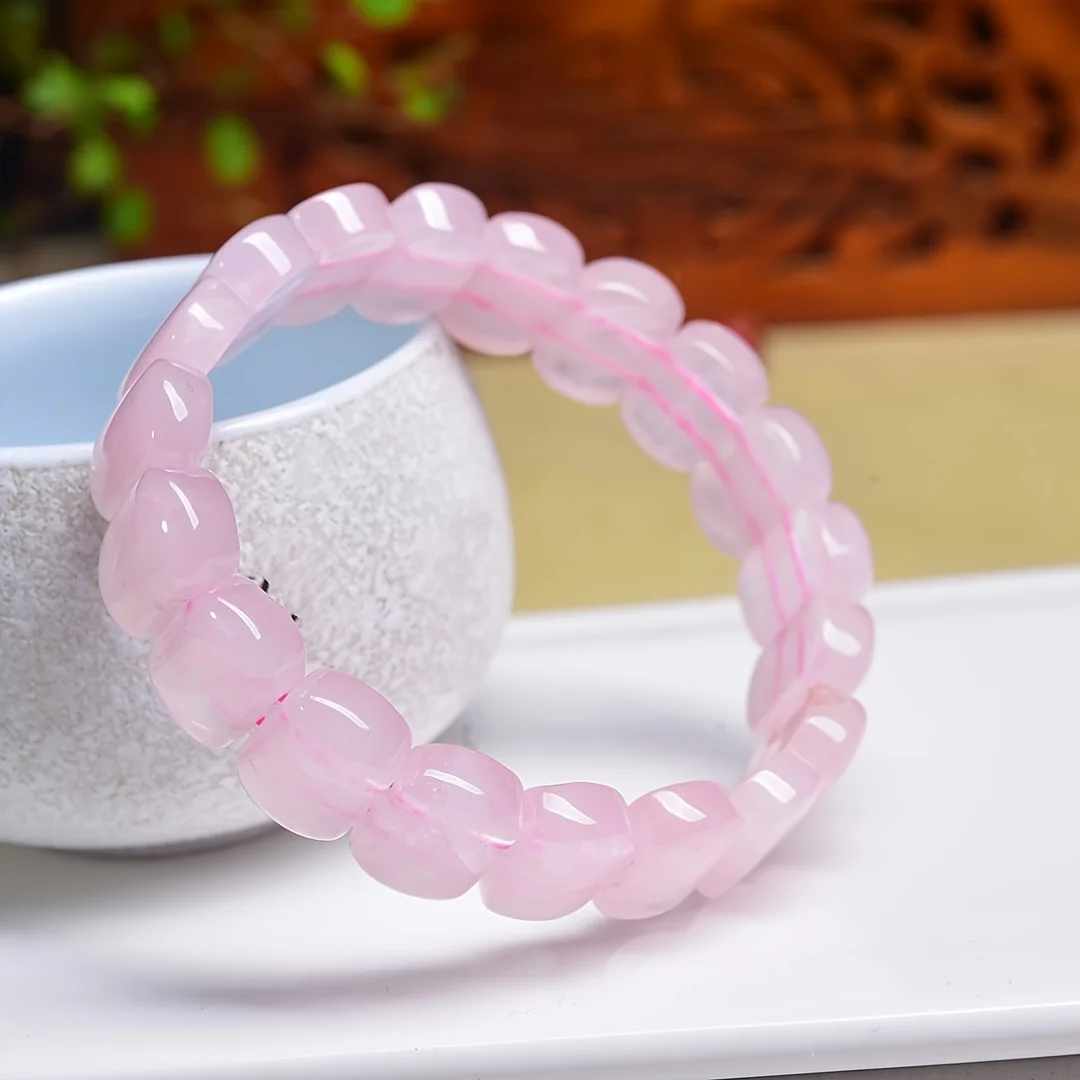 1 Stück Armband aus natürlichem Rosenquarz, Armband aus natürlichen Kristallen, Geschenk für Festlichkeiten, ideal als Geschenk für Verwandte und Freunde.