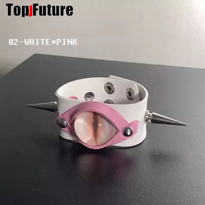 Harajuku Gothic women lolita cosplay Punk bracelet steampunk streetwear Subculture Couple Y2K Girl One Eye Demon Spike Collar